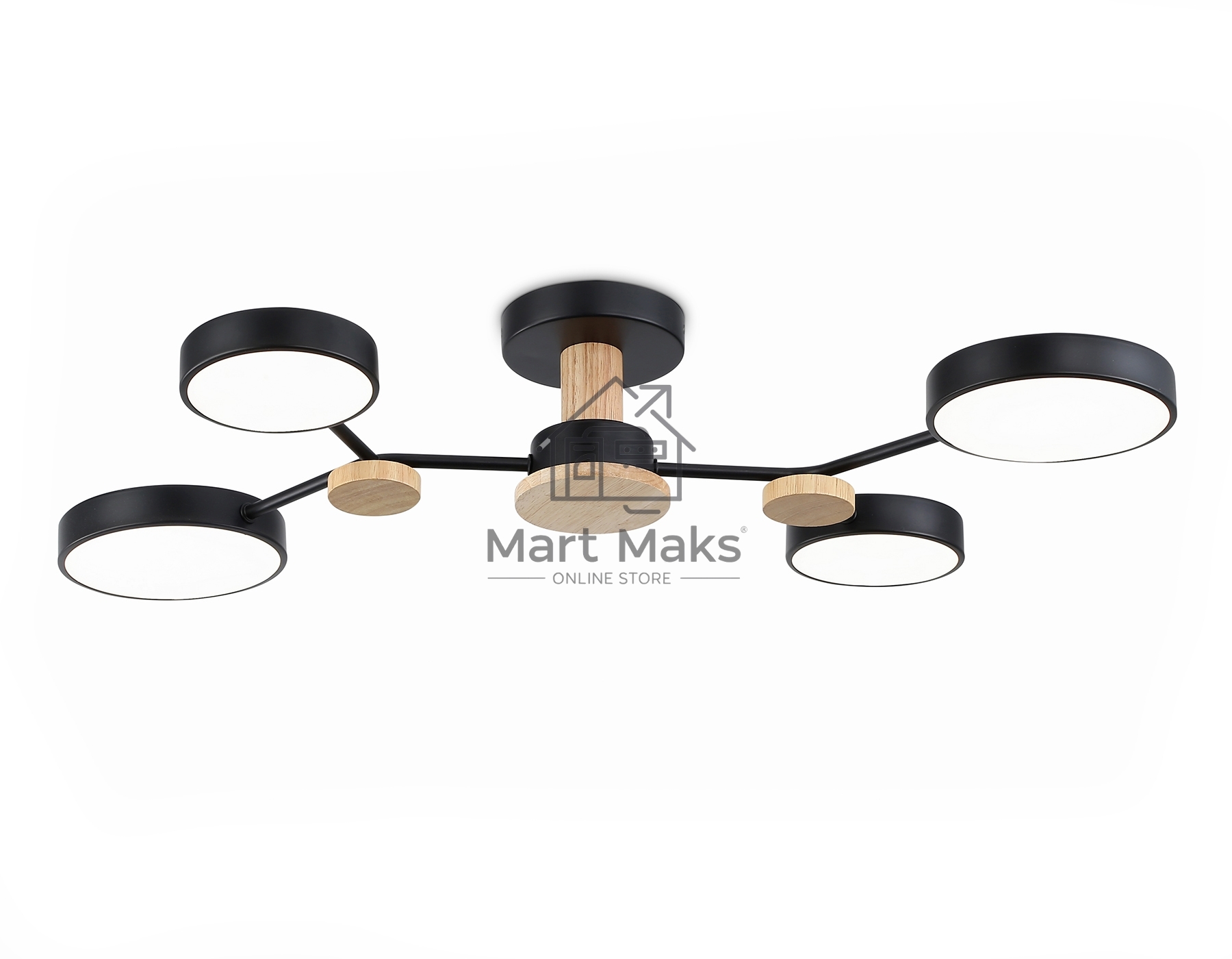 Светильник Ambrella light FL4860/4 BK/WD черный/дерево 60W 3000-6000K 700*400*120 (без ПДУ)