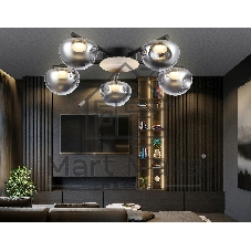 Светильник Ambrella light LH12009/5 BK/GD/SM черный/золото/дымчатый 30W 3000K D790*180