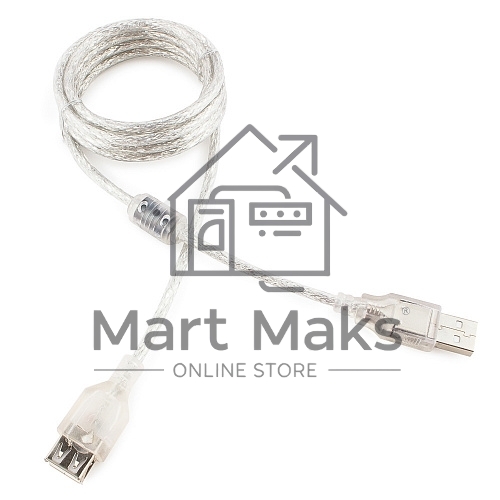 Кабель удлинитель USB2.0 Pro Cablexpert CCF-USB2-AMAF-TR-6, AM/AF, 1,8м, экран, 2феррит.кольца, прозрачный, пакет