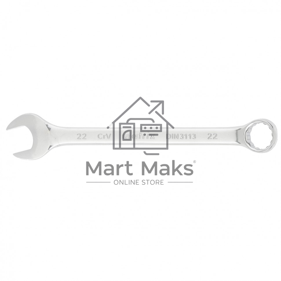 Ключ комбинированный, 22 мм, CrV, полированный хром Matrix