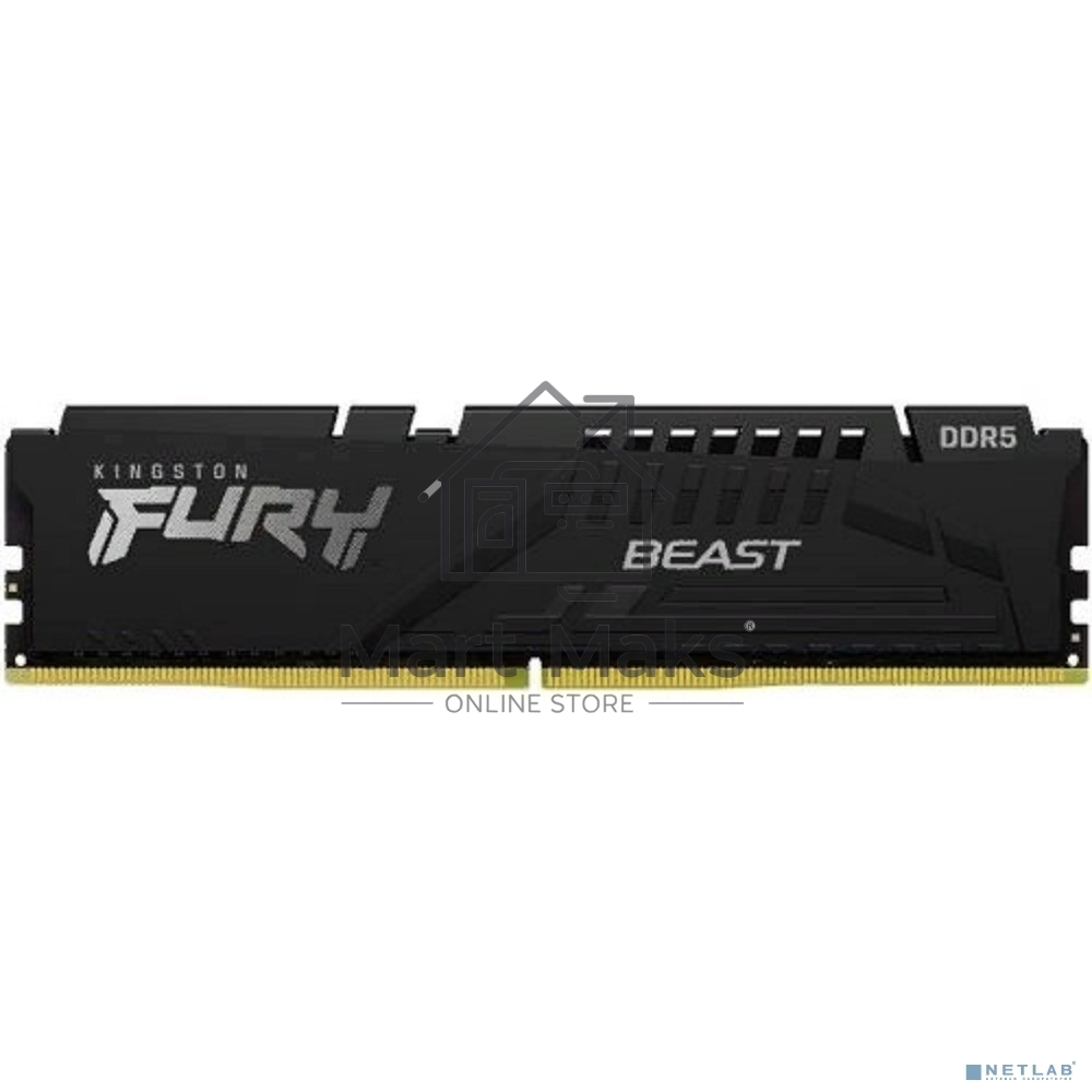 Оперативная память Kingston Fury Beast Black, DDR5, 32GB (1x32 GB), 6000 MHz, CL36, DIMM, радиатор, черный
