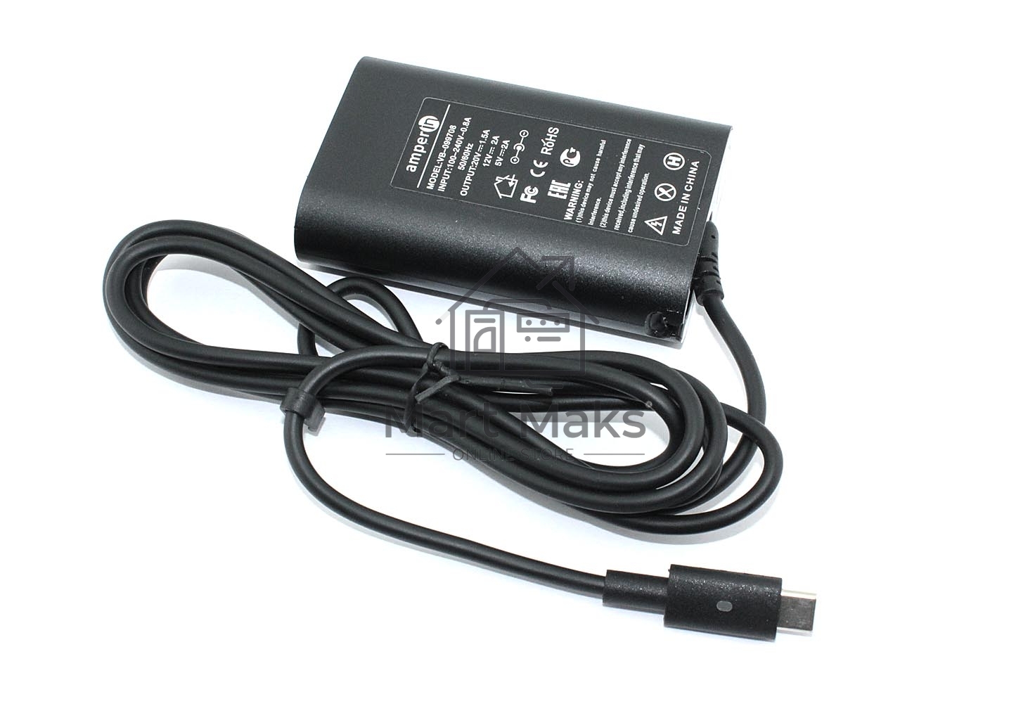 Блок питания (сетевой адаптер) Amperin 5V 3A - 20V 1,5A 30W Type-C, тонкий корпус