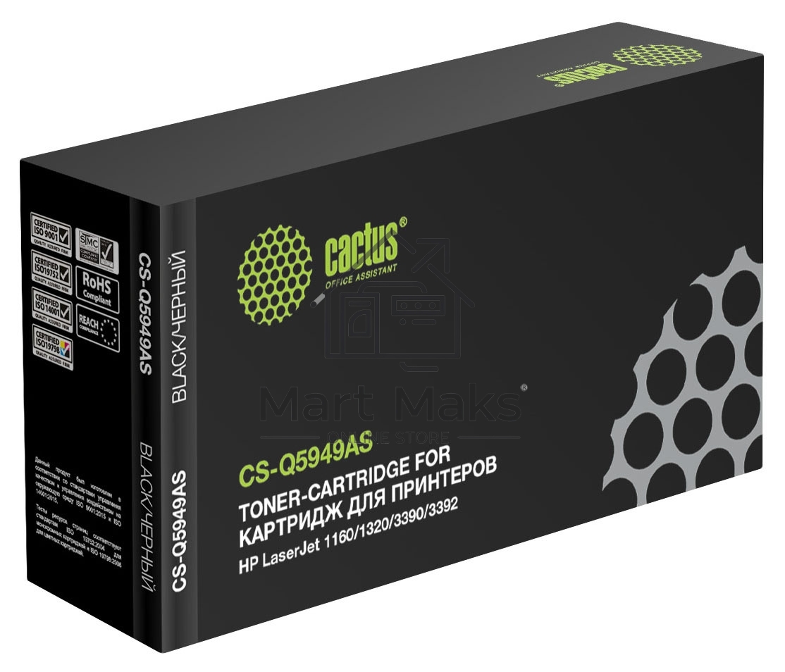 Картридж лазерный Cactus CS-Q5949AS черный (2500 стр.) для HP 1160/1320/3390/3392