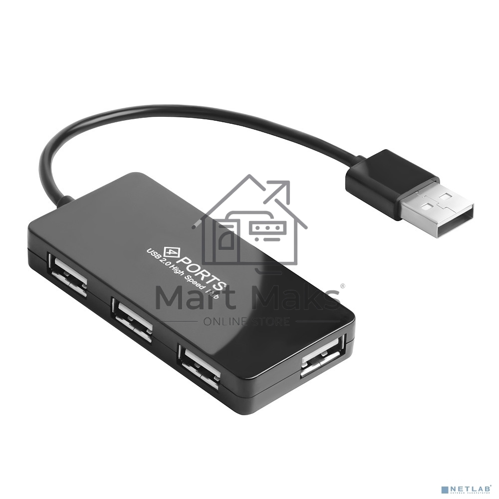 Хаб Greenconnect USB 2.0 GCR-UH244B на 4 порта 0,15m, black (GCR-UH244B)