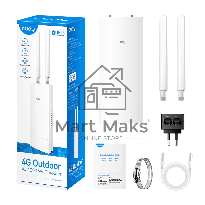 Точка доступа Outdoor 4G LTE Cat 6 AC1200 Wi-Fi Gigabit Router
