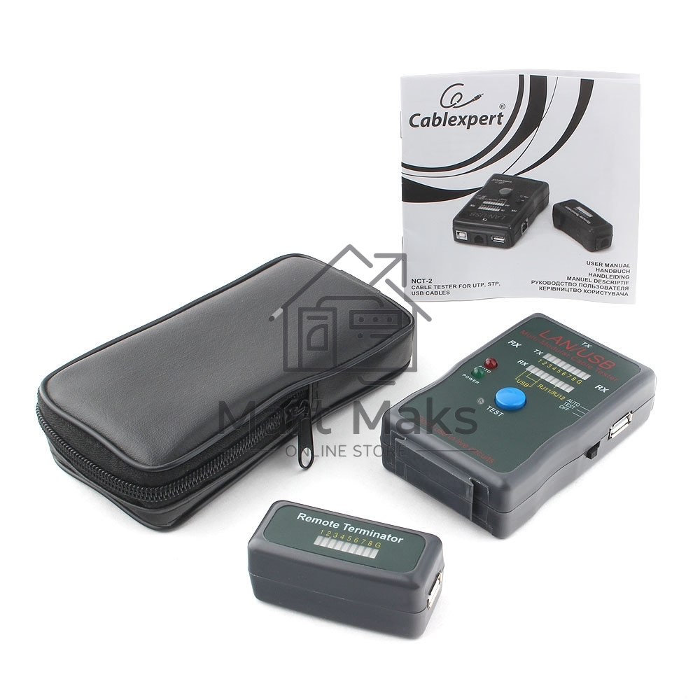 Тестер LAN Cablexpert NCT-2, 100/1000 Base-TX, для UTP, STP, RJ-11, USB-кабеля