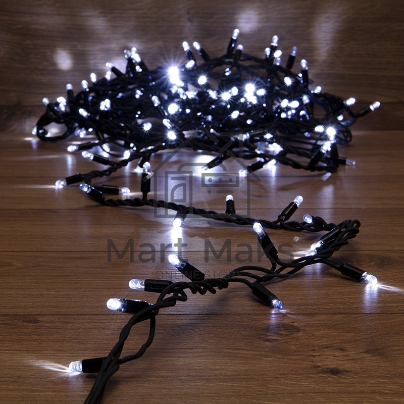 Гирлянда модульная «Дюраплей LED» 10 м, 200 LED, черный каучук, цвет свечения белый с эффектом мерцания NEON-NIGHT