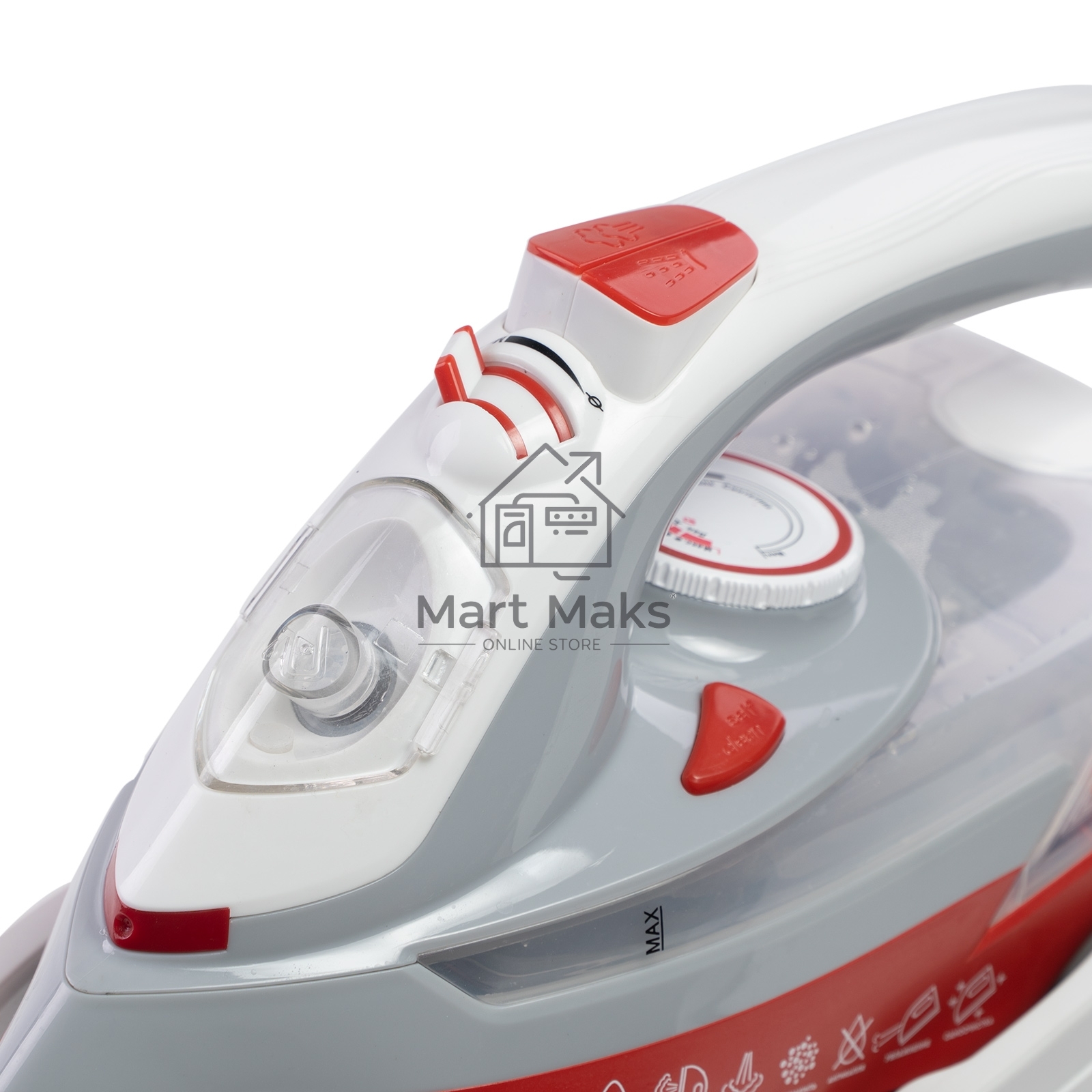 Утюг Galaxy Line GL 6150, красный с белым, паровой, 2200 Вт, постоянный пар 45 г/мин, паровой удар 170 г/мин, функции: самоочистка, антикапля, антинакипь, функция увлажнения, вертикальное отпаривание, индикатор нагрева, защита от перегрева, подставка для 