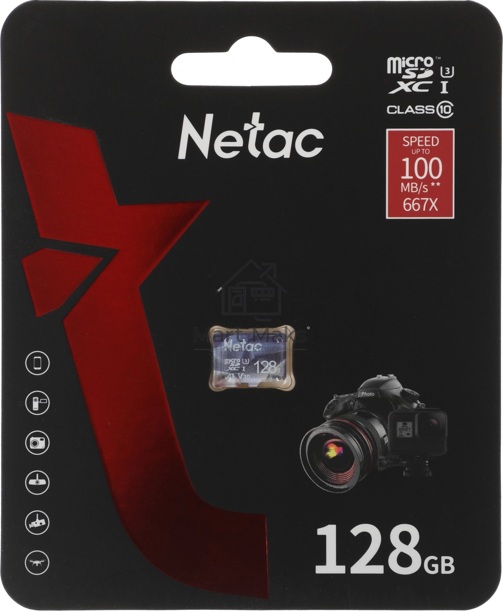 Флеш карта microSDHC 128GB Netac P500 ULTRA <NT02P500ULT-128G-S> (без SD адаптера) 100MB/s