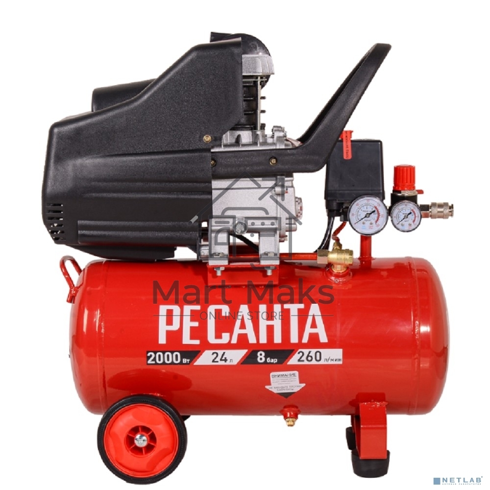Компрессор поршневой Ресанта КП-24/260М масляный 260л/мин 24л 2000Вт красный/черный