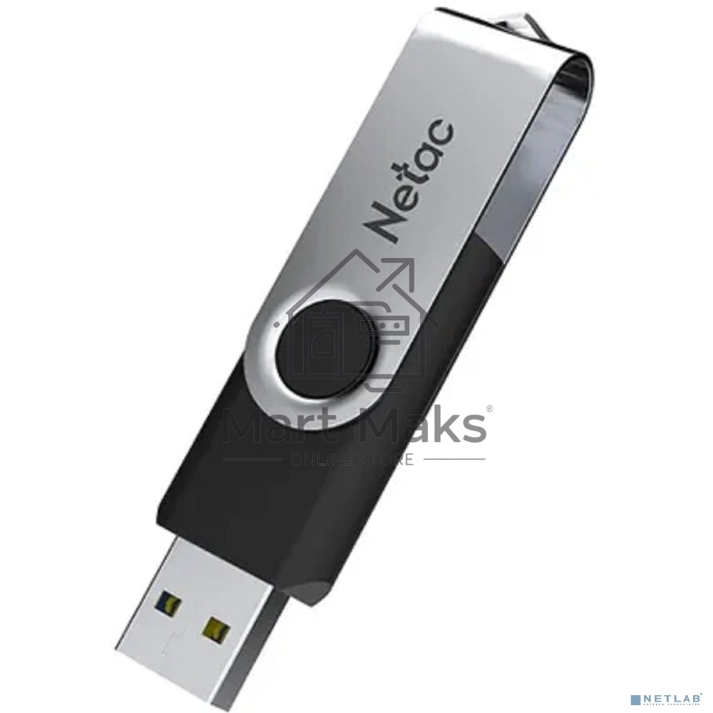 Флешка USB Netac U505 (NT03U505N-008G-20BK), 8Gb, USB 2.0, R/W 70/30, черный/серебристый