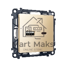 Комплект механизма розетки ALFA Шампань 2USB A+C 20W (быстрая зарядка) QUANT (AP6110, VM177) MA611010