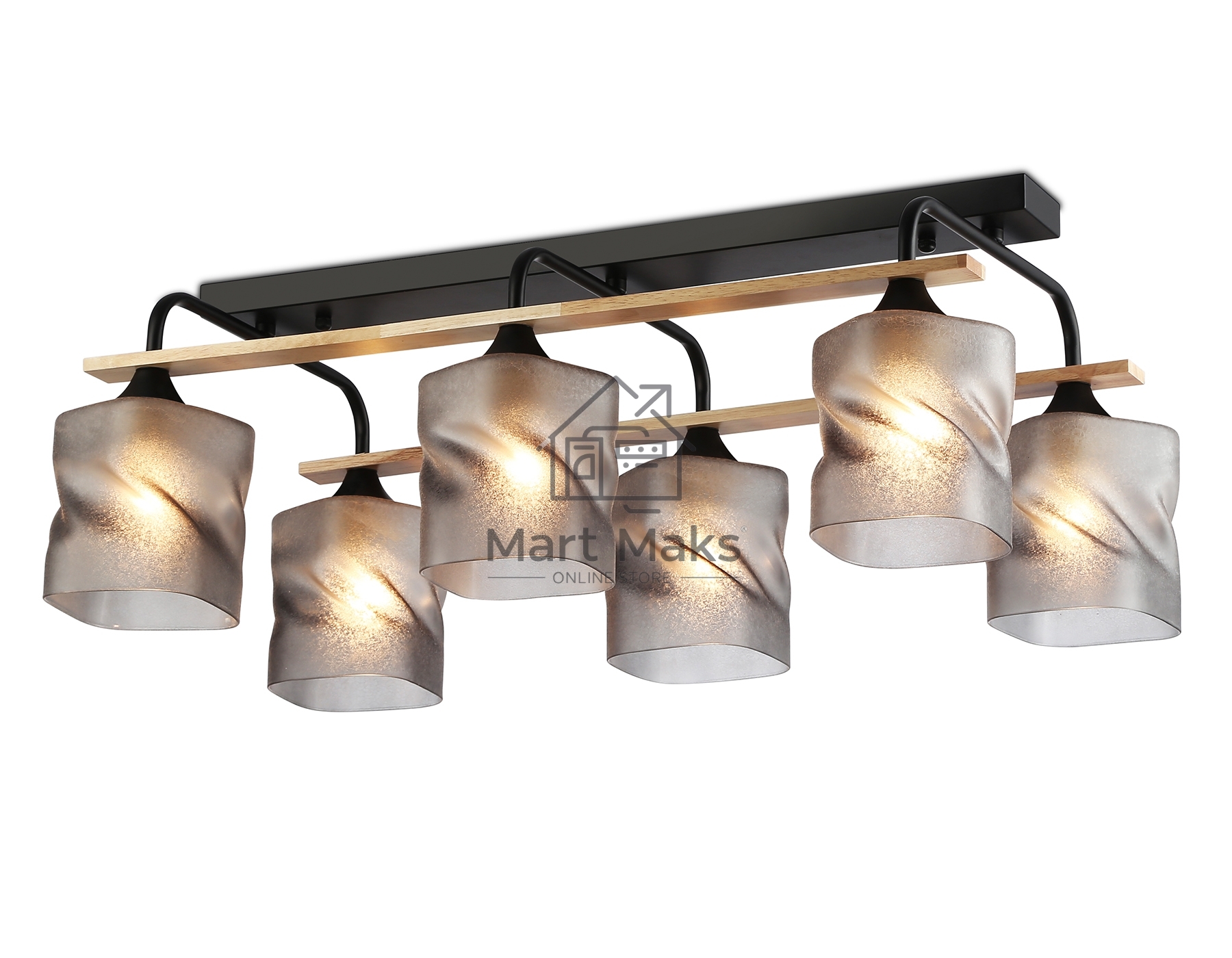 Светильник Ambrella light TR3033250/6 BK/WD черный/дерево E27/6 max 60W 580*340*245