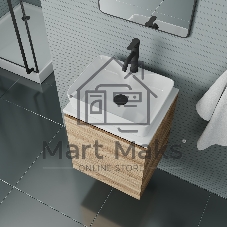 Тумба Bau Dream Blackwood 50 с дверцей, раковина BAU Cerama 48х37 белая, смеситель Hotel Dream Black, нерж. сталь, черный, выпуск клик клак черный