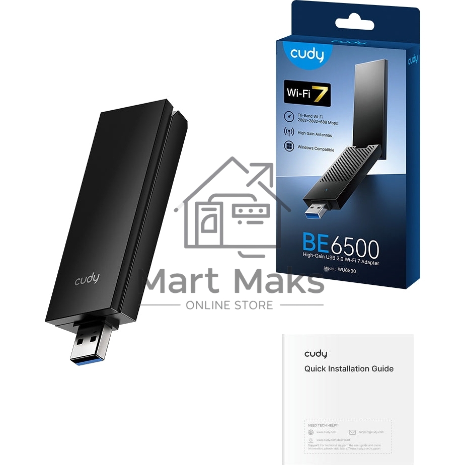 Сетевой адаптер Wi-Fi Cudy WU6500 BE6500 USB 3.0 (ант.внеш.несъем.) 2ант.