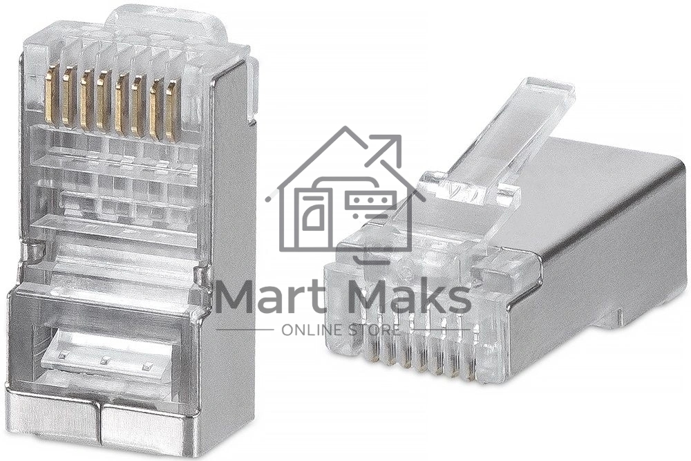 Разъём Cabeus, RJ45, кат. 6, экр., для одножильного и многожильного кабеля, цвет: серебристый