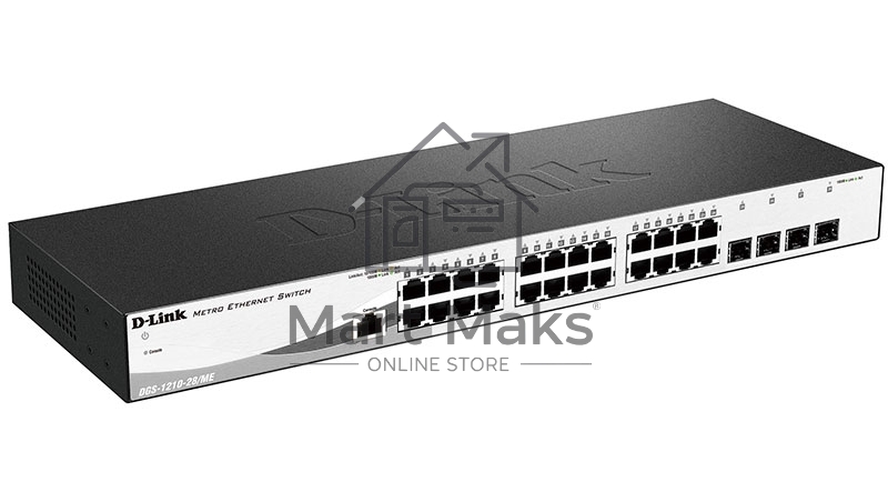 Управляемый коммутатор D-Link DGS-1210-28/ME/A2A2 уровня с 24 портами 10/100/1000Base-T и 4 портами 1000Base-X SFP
