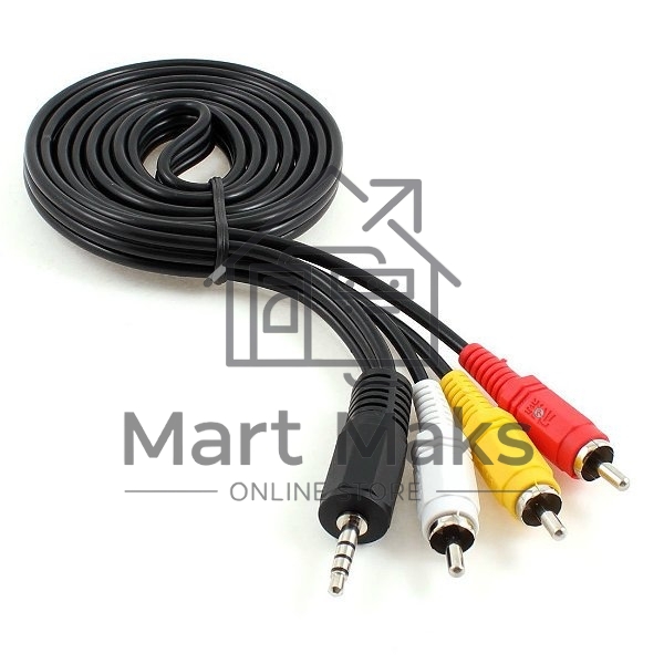 Кабель аудио/видео Cablexpert CCA-4P2R-2M, Jack3.5 4pin папа->3х RCA папа, 2м, черный