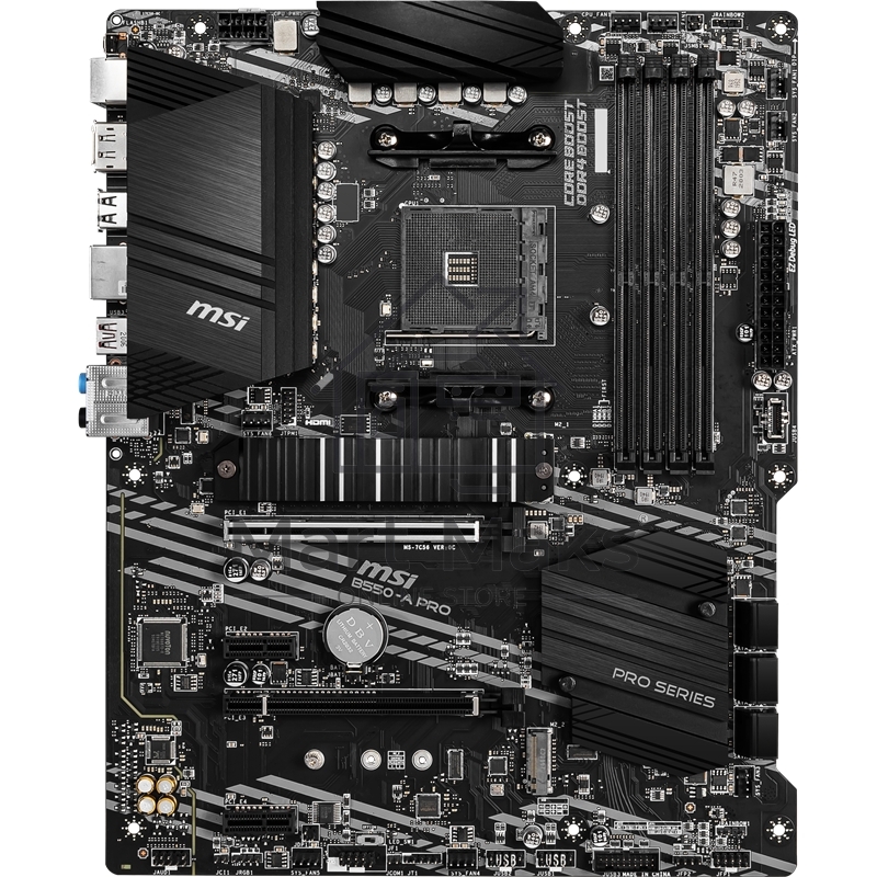 Материнская плата MSI B550-A PRO, AM4, AMD B550, 4xDDR4, 6xSATA, 2xM.2, 1xPCI-E 4.0 x16, 1xPCI-E 3.0 x16, 2xPCI-E x1, 1xHDMI, 1xDP, 1x 1Gb LAN, 4xUSB-A 2.0, 2xUSB-A 3.2 Gen 1, 1xUSB-A 3.2 Gen 2, 1xUSB-C 3.2 Gen 2, 6x3.5 мм, 7.1, ATX