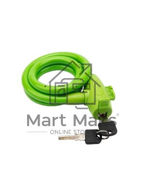 Тросовый замок взломостойкий для велосипедов и колясок с ключом Четыре сезона 100 см зеленый 79-0303