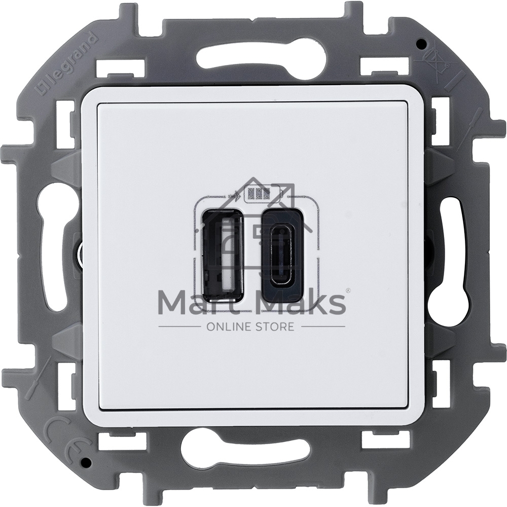 Зарядное устройство 2 разъема USB A-C 240В/5В 3000мА белый