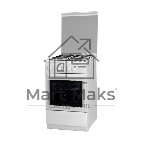 Плита газовая De Luxe 506040.05Г (КР) белый, конфорок 4 шт, духовка 54 л, 50 см x 85 см x 60 см