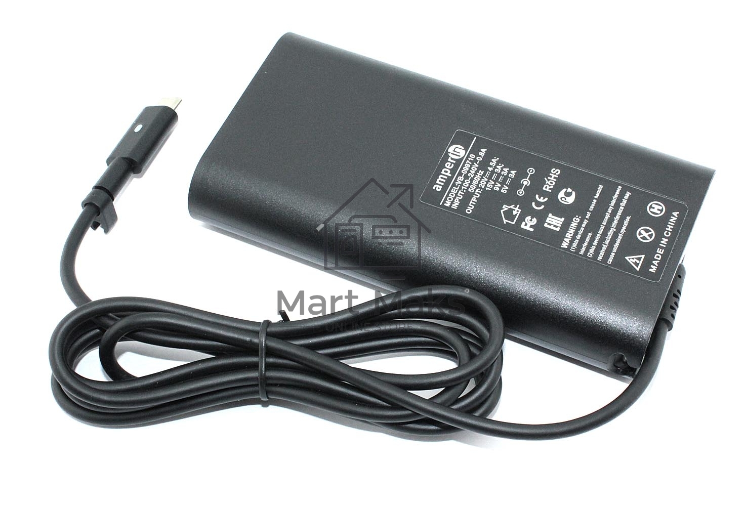 Блок питания (сетевой адаптер) Amperin 5V 3A - 20V 4.5A 90W Type-C, тонкий корпус