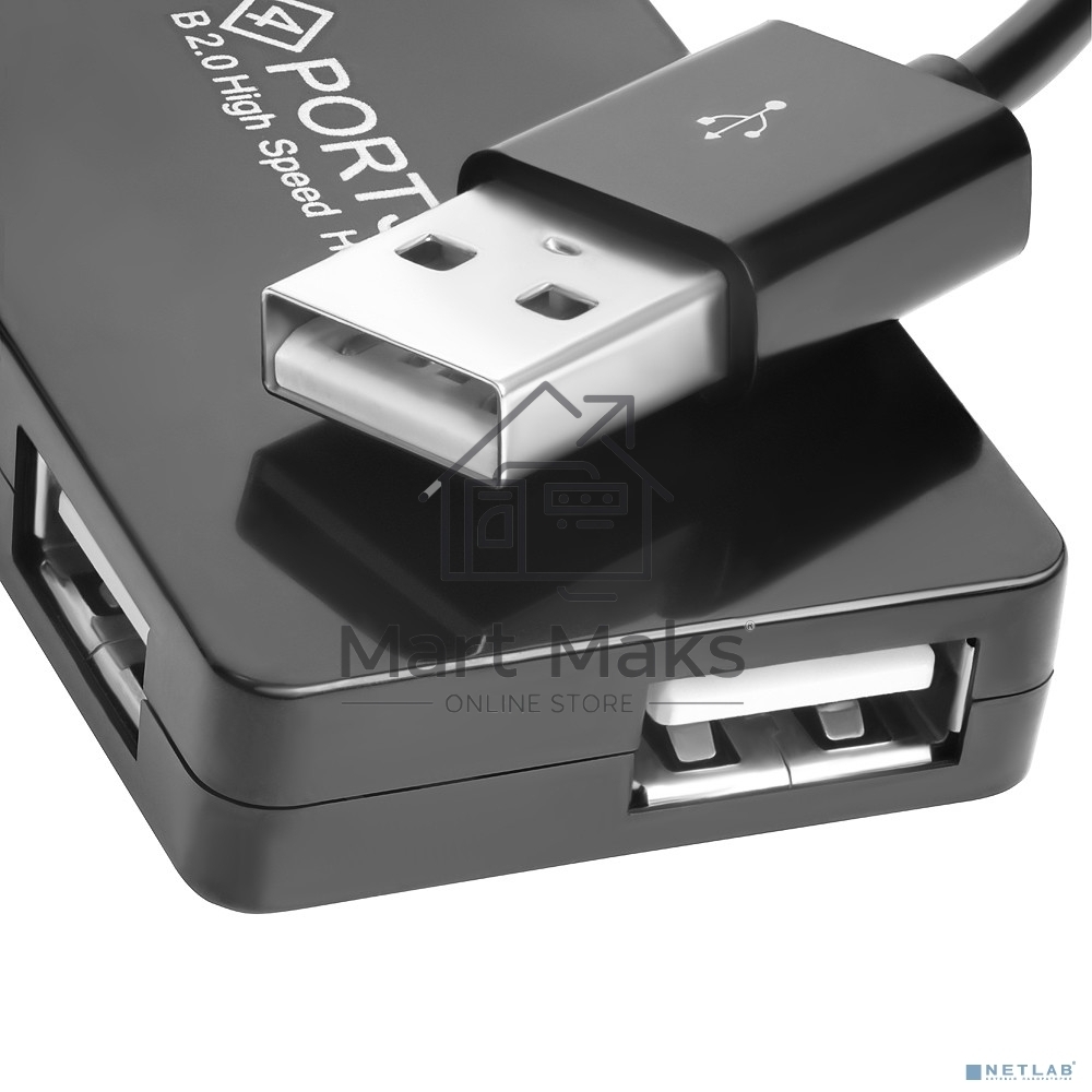 Хаб Greenconnect USB 2.0 GCR-UH244B на 4 порта 0,15m, black (GCR-UH244B)