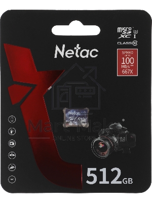 Флеш карта microSDHC 512Gb Netac P500 ULTRA NT02P500ULT-512G-S (без SD адаптера) 100Mb/s