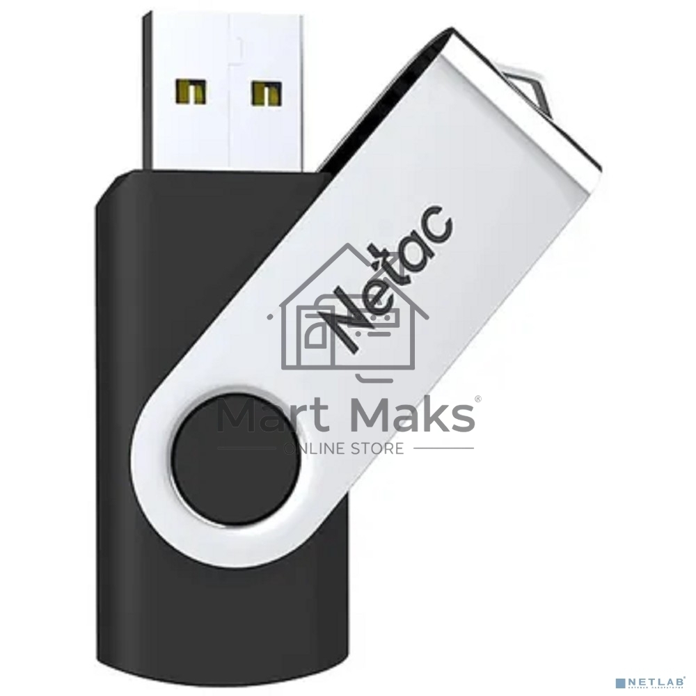 Флешка USB Netac U505 (NT03U505N-008G-20BK), 8Gb, USB 2.0, R/W 70/30, черный/серебристый
