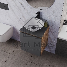 Тумба Bau Dream Blackwood 50 графит, раковина BAU Dream D43, смеситель для раковины высокий Hotel Black, черный, выпуск клик клак, черный