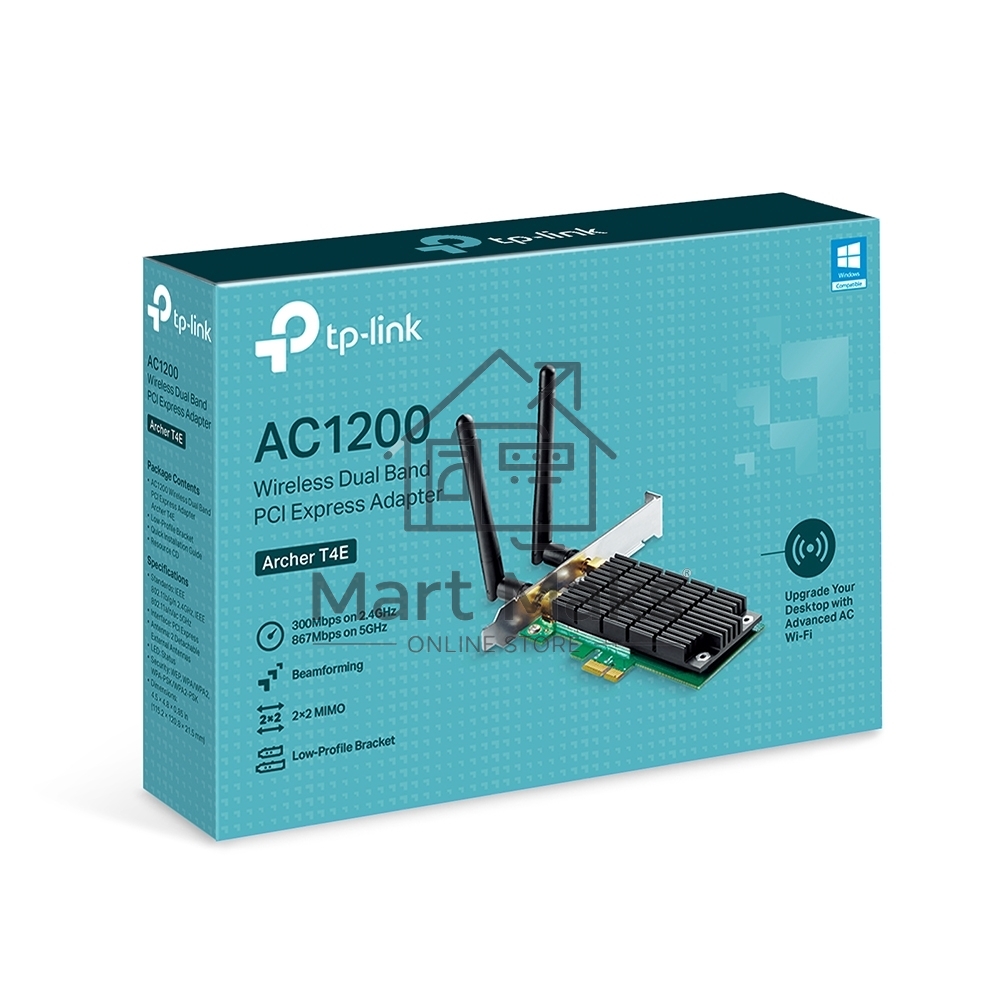 Адаптер TP-LINK ARCHER T4E AC1200 Двухдиапазонный Wi-Fi адаптер PCI Express