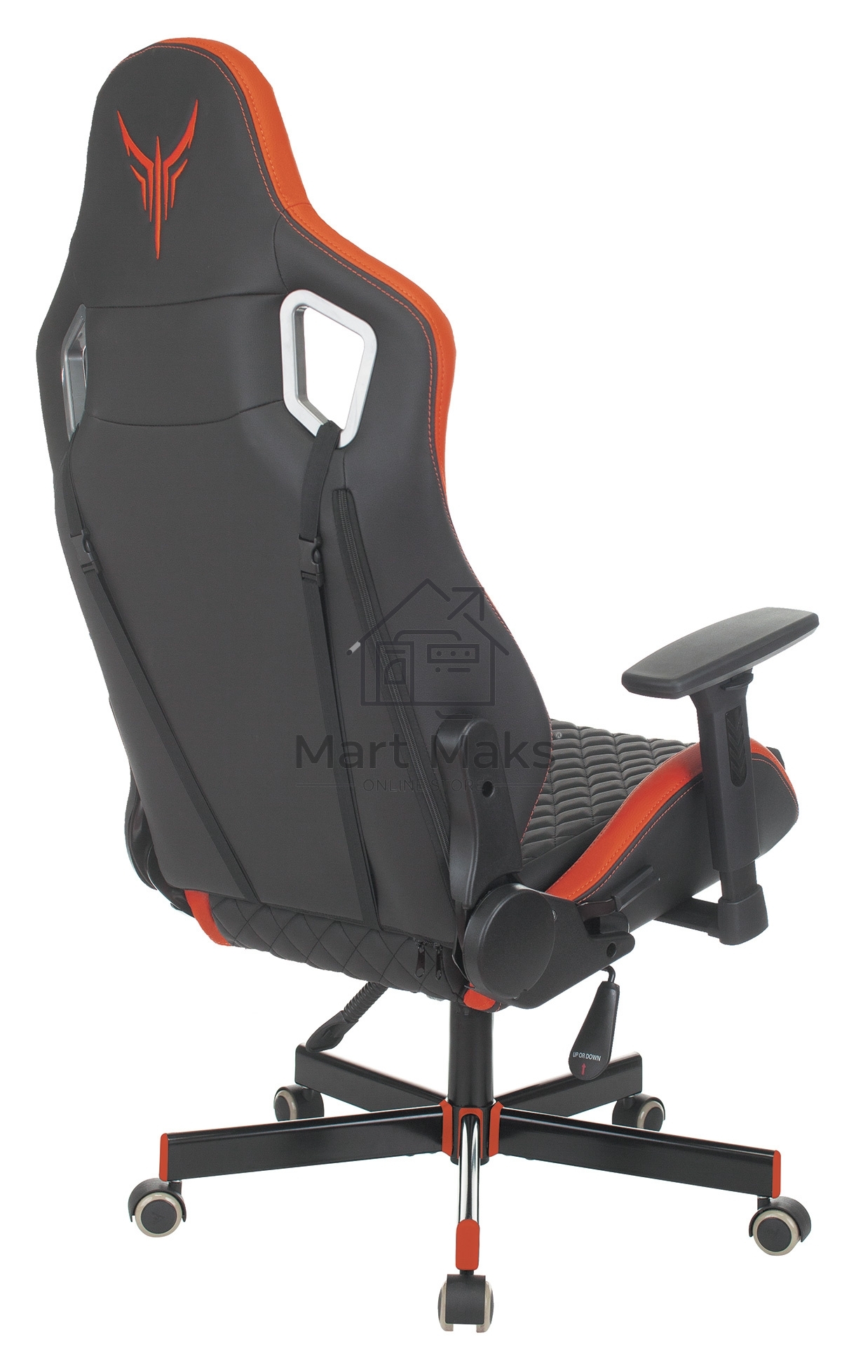 Кресло игровое Knight OUTRIDER черный/красный ромбик эко.кожа с подголов. крестовина металл