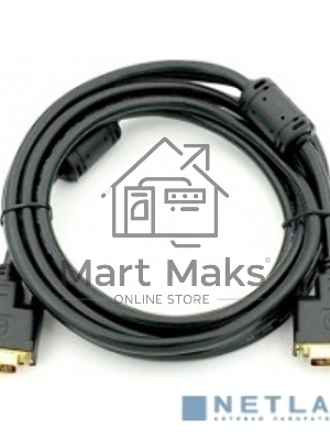Кабель DVI dual link (25M-25M) 5м ExeGate, 2 фильтра, позолоченные контакты