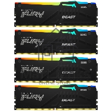 Оперативная память Kingston Fury Beast, DDR5, 128Gb (4x32 GB), 5200 MHz, CL40, DIMM, с радиатором, RGB, черный