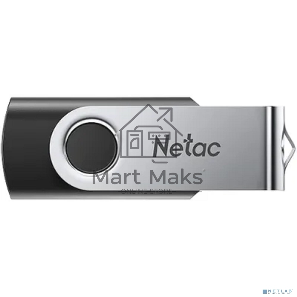 Флешка USB Netac U505 (NT03U505N-008G-20BK), 8Gb, USB 2.0, R/W 70/30, черный/серебристый