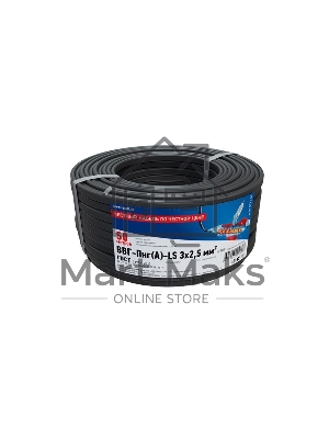 Кабель силовой медный ВВГ-Пнг(А)-LS 3x2,5 мм², длина 50 метров, ГОСТ 31996-2012, ТУ 16.К71-310-2001 Rexant