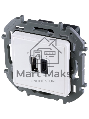 Зарядное устройство 2 разъема USB A-C 240В/5В 3000мА белый