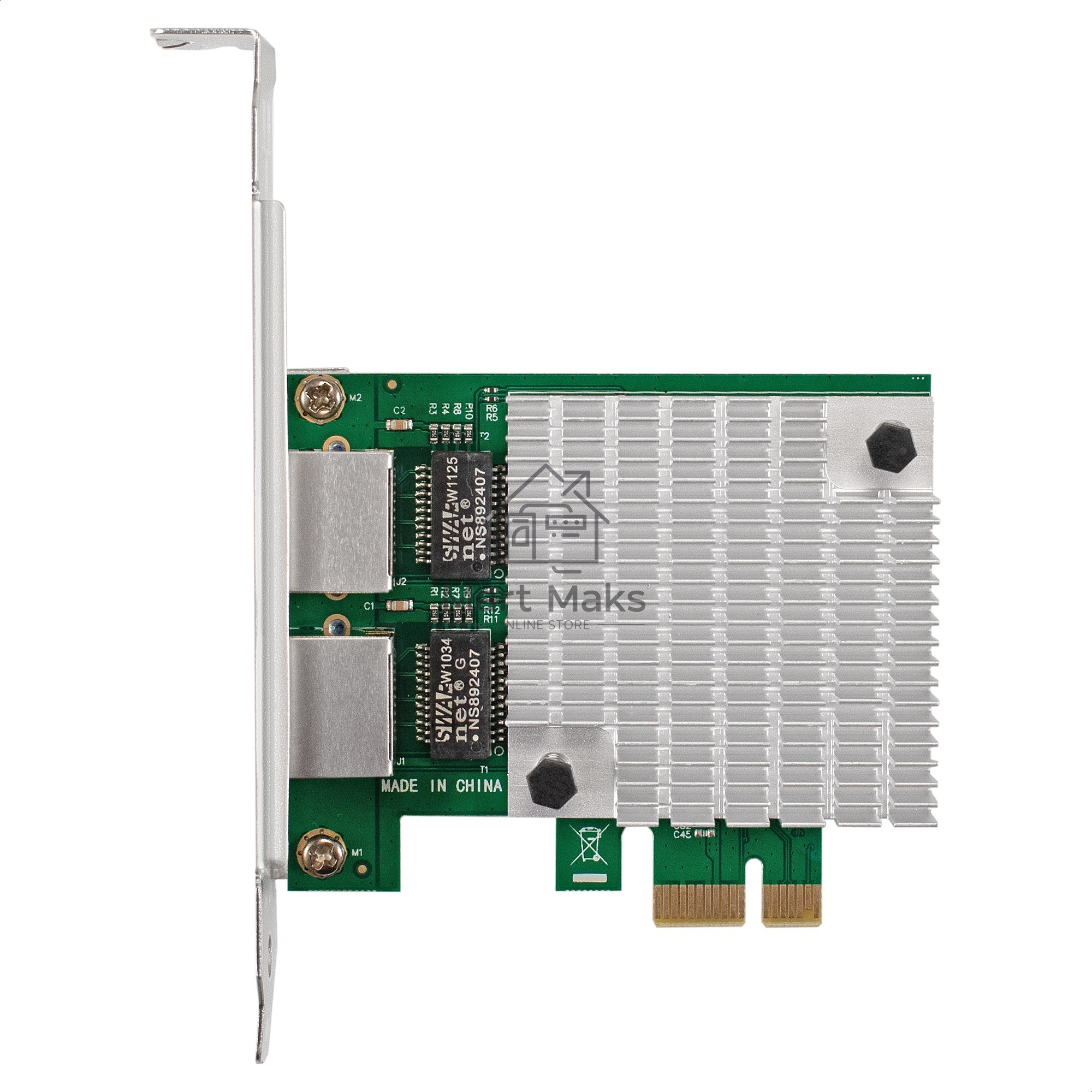 Сетевой адаптер ExeGate EXE-562 (PCI-E x1 v2.0, 2xRJ45, UTP 10/100/1000Mbps, Realtek Chipset RTL8111F)