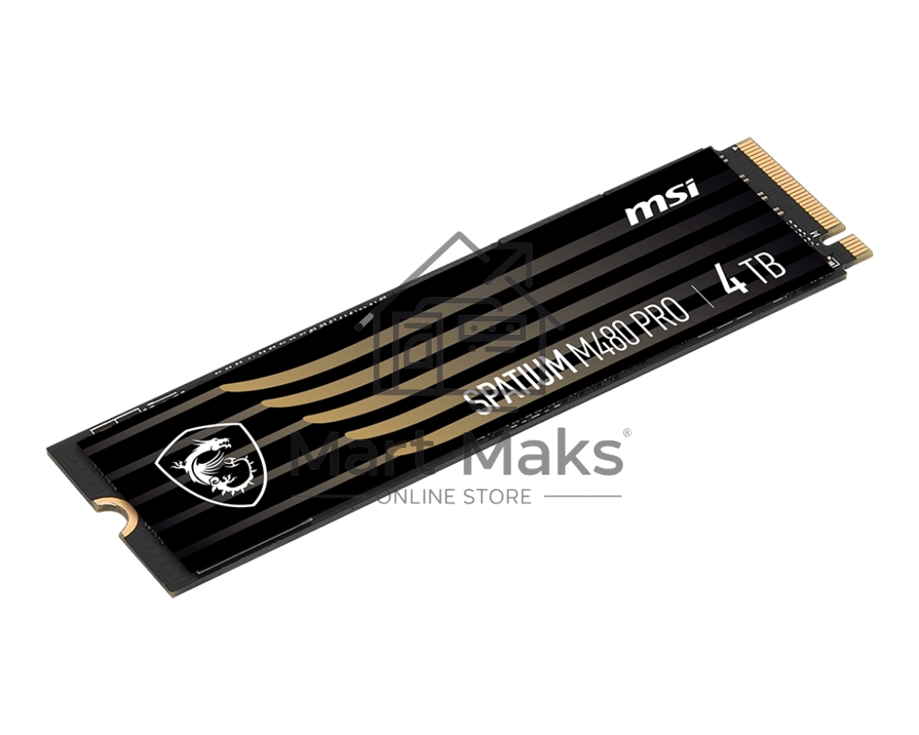Накопитель SSD MSI SPATIUM M480 PRO, 4TB, PCIe 4.0 x4, M.2 2280, NVMe, R/W 7400/7000