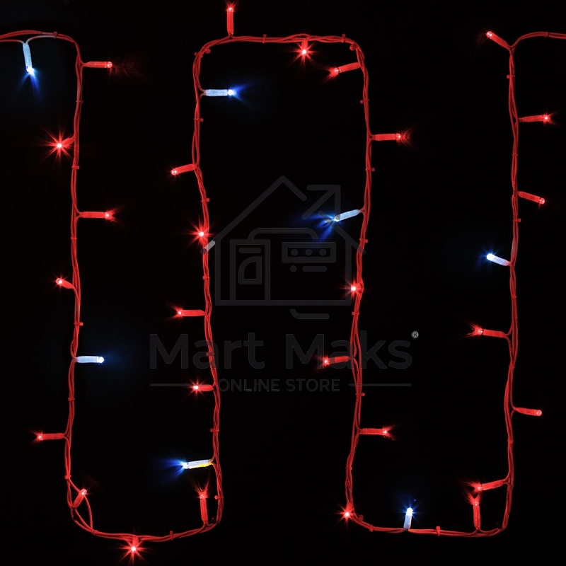 Гирлянда светодиодная Нить 20м 200 LED КРАСНЫЙ белый каучук IP67 эффект мерцания 230В соединяется нужен блок 315-001 NEON-NIGHT