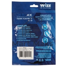 Кабель HDMI CP-HM-HM-1M Wize,1 м, v.2.0, K-Lock, soft cable, 19M/19M, позол.разъемы, экран, темно-серый, пакет