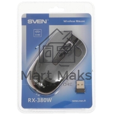 Мышь беспроводная SVEN RX-380W серый металлик, 1600 dpi, радиоканал, USB, кнопки - 4