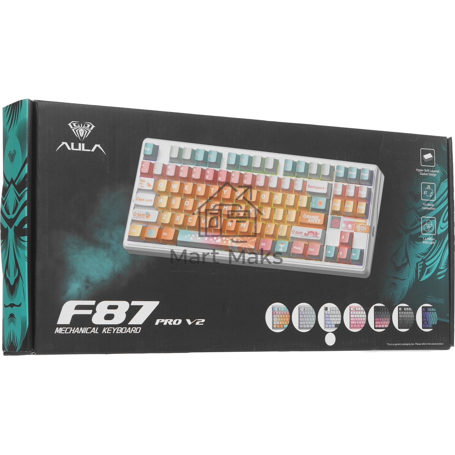 Беспроводная механическая клавиатура AULA F87Pro V2 Бело-сине-тёмно-пурпурный Star Vector свитчи РУС (Bluetooth, 2.4 Гц)