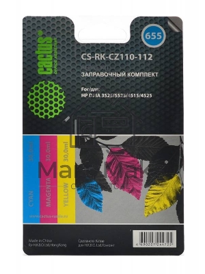 Заправочный набор Cactus CS-RK-CZ110-112 цветной (3x30мл) HP DJ IA 3525/5525/4515/4525