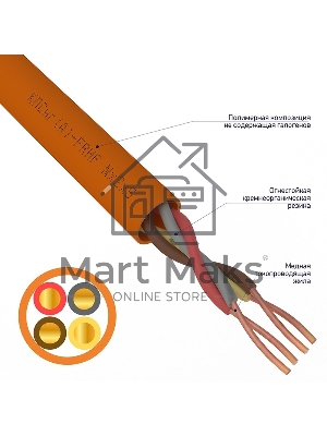 Кабель огнестойкий Rexant КПСнг(А)-FRHF 2x2x0,75 мм², бухта 200 м