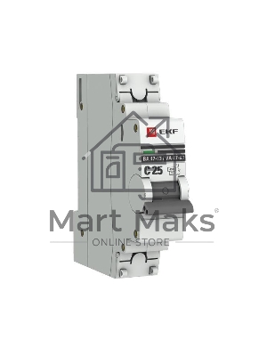 Выключатель автоматический модульный 1п C 25А 4.5кА ВА 47-63 PROxima EKF mcb4763-1-25C-pro