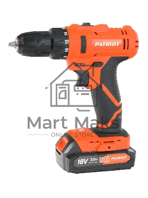 Дрель-шуруповерт Patriot BR 187UES, Аккумуляторная, 18В, 2 АКБ, Кейс