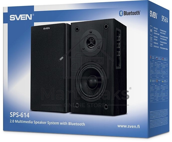 Колонки Sven SPS-614 2.0 (2x20W, Bluetooth, дерево, black)