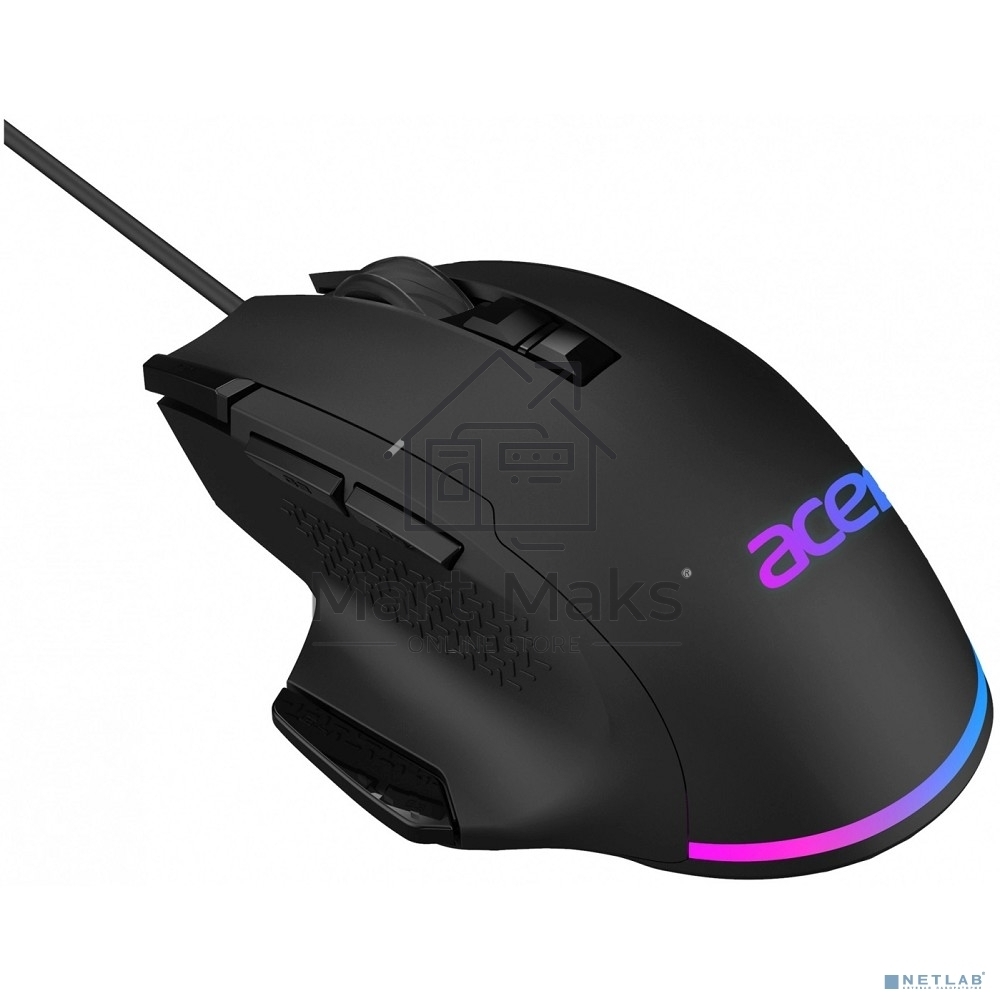 Мышь проводная Acer OMW180 черный, 6400 dpi, USB, кнопки - 9